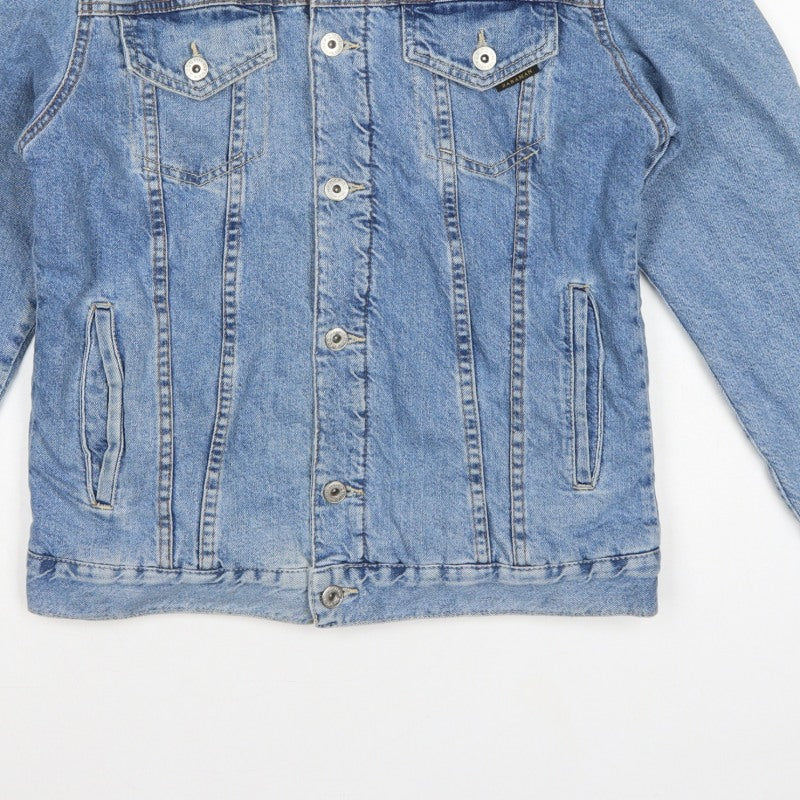 Zara Man Men's Blue M Sherpa Lined Denim Button Jacket
