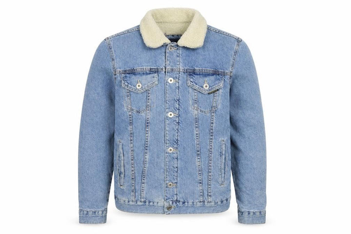 Zara Man Men's Blue M Sherpa Lined Denim Button Jacket