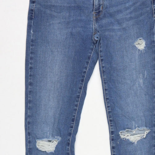 UNIQLO Women’s Blue UK 10 Skinny Distressed Stretch Jeans W27