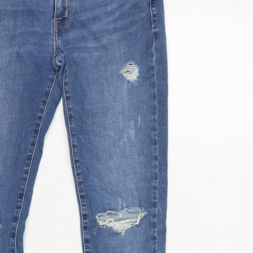UNIQLO Women’s Blue UK 10 Skinny Distressed Stretch Jeans W27