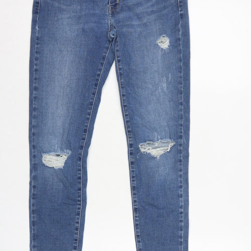 UNIQLO Women’s Blue UK 10 Skinny Distressed Stretch Jeans W27