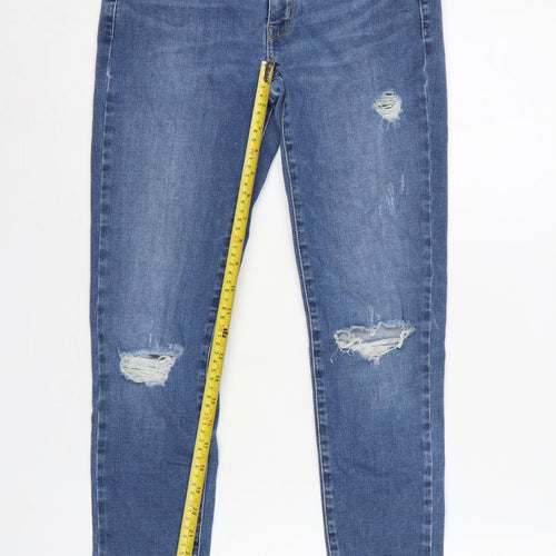 UNIQLO Women’s Blue UK 10 Skinny Distressed Stretch Jeans W27