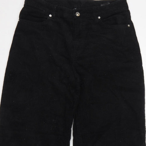 H&M Divided Women’s Black UK 8 Corduroy Wide-Leg Trousers