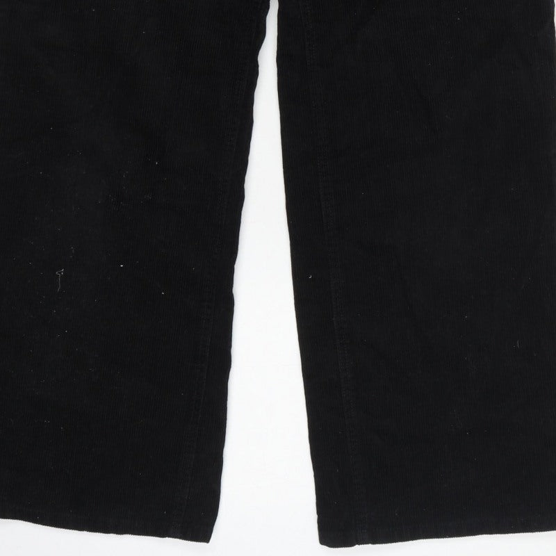 H&M Divided Women’s Black UK 8 Corduroy Wide-Leg Trousers