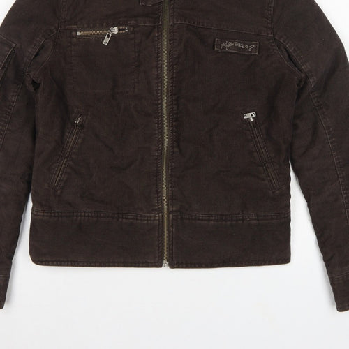 Rip Curl Women Brown XS Corduroy Motorcycle Jacket Zip Buckle Lined