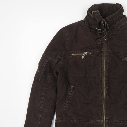 Rip Curl Women Brown XS Corduroy Motorcycle Jacket Zip Buckle Lined