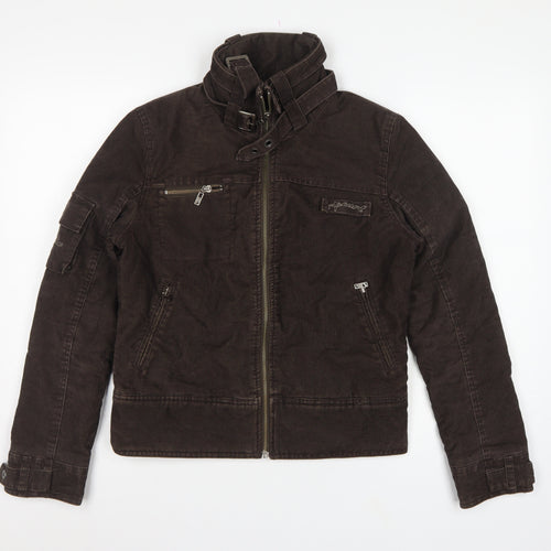 Rip Curl Women Brown XS Corduroy Motorcycle Jacket Zip Buckle Lined