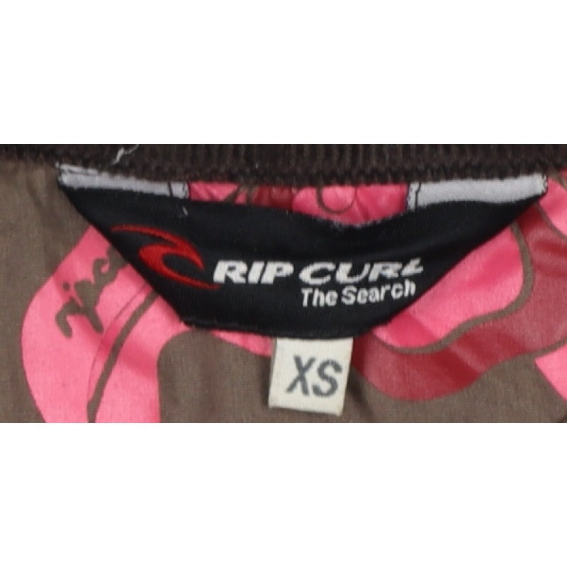 Rip Curl Women Brown XS Corduroy Motorcycle Jacket Zip Buckle Lined