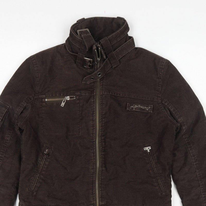 Rip Curl Women Brown XS Corduroy Motorcycle Jacket Zip Buckle Lined