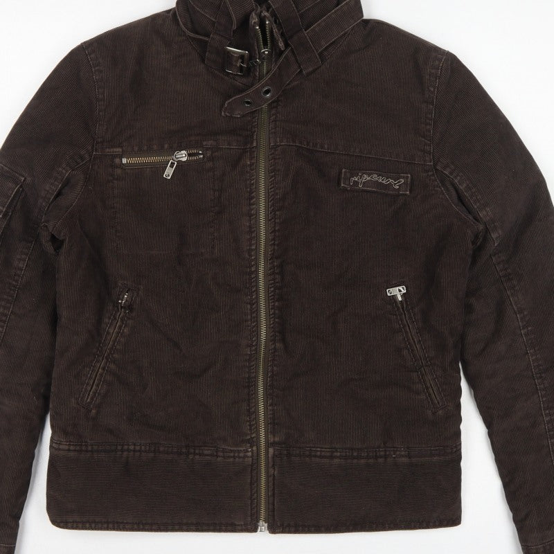 Rip Curl Women Brown XS Corduroy Motorcycle Jacket Zip Buckle Lined
