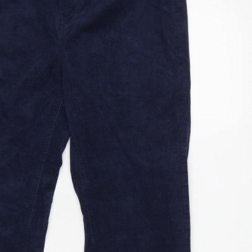 Marks and Spencer Women Blue Corduroy Straight Trousers UK 14 Short