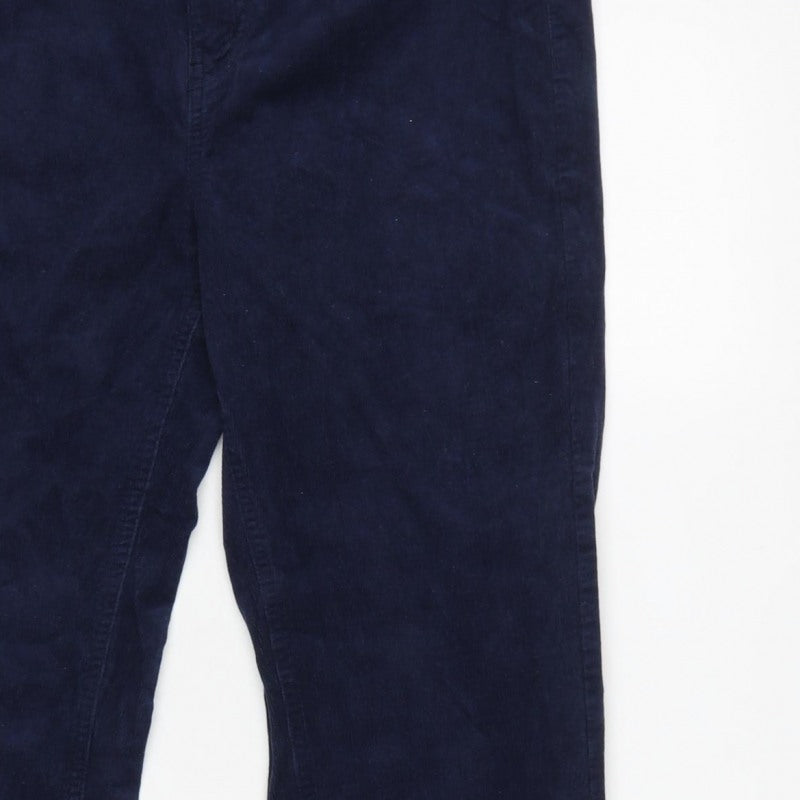 Marks and Spencer Women Blue Corduroy Straight Trousers UK 14 Short