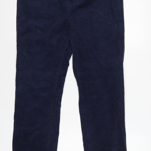 Marks and Spencer Women Blue Corduroy Straight Trousers UK 14 Short