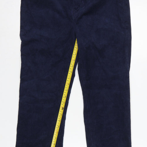 Marks and Spencer Women Blue Corduroy Straight Trousers UK 14 Short
