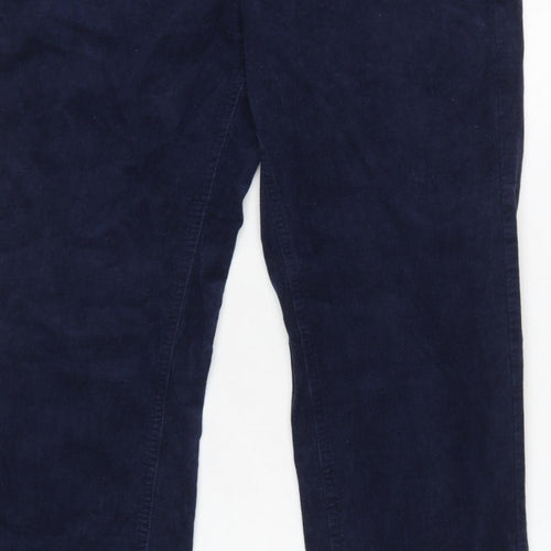 Marks and Spencer Women Blue Corduroy Straight Trousers UK 14 Short
