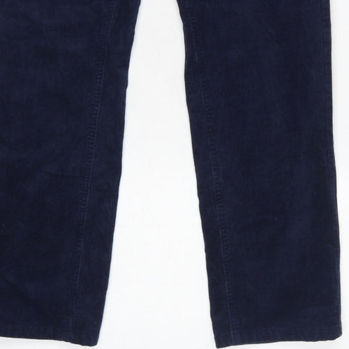 Marks and Spencer Women Blue Corduroy Straight Trousers UK 14 Short