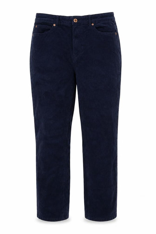 Marks and Spencer Women Blue Corduroy Straight Trousers UK 14 Short