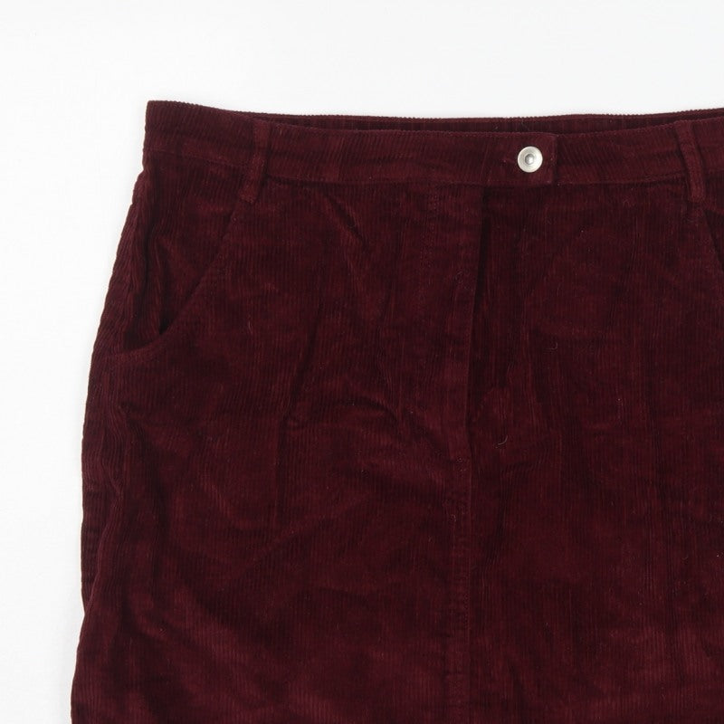 Papaya Women Burgundy Size 16 Corduroy Mini Pencil Skirt Pockets