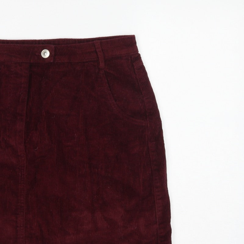 Papaya Women Burgundy Size 16 Corduroy Mini Pencil Skirt Pockets