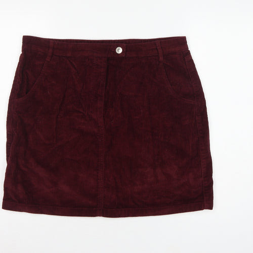 Papaya Women Burgundy Size 16 Corduroy Mini Pencil Skirt Pockets