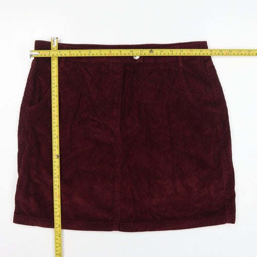 Papaya Women Burgundy Size 16 Corduroy Mini Pencil Skirt Pockets