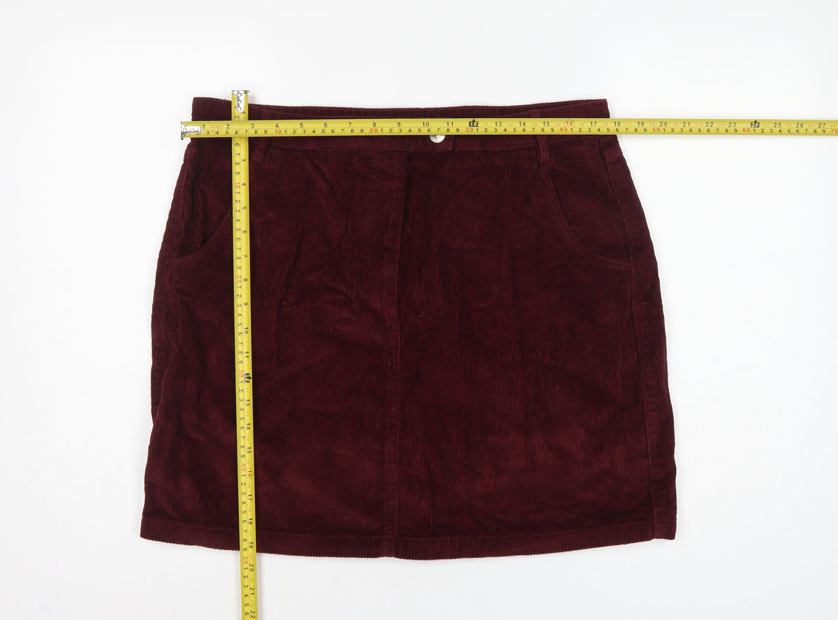 Papaya Women Burgundy Size 16 Corduroy Mini Pencil Skirt Pockets