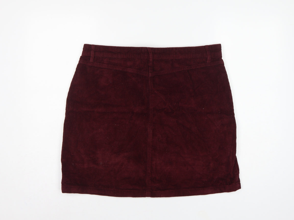 Papaya Women Burgundy Size 16 Corduroy Mini Pencil Skirt Pockets