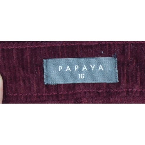 Papaya Women Burgundy Size 16 Corduroy Mini Pencil Skirt Pockets