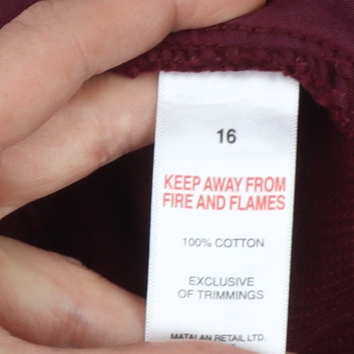 Papaya Women Burgundy Size 16 Corduroy Mini Pencil Skirt Pockets