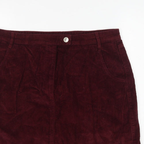 Papaya Women Burgundy Size 16 Corduroy Mini Pencil Skirt Pockets