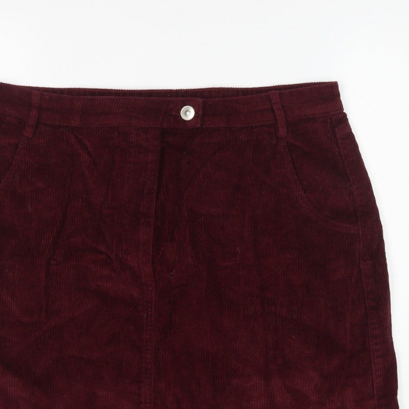 Papaya Women Burgundy Size 16 Corduroy Mini Pencil Skirt Pockets