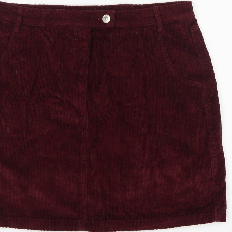 Papaya Women Burgundy Size 16 Corduroy Mini Pencil Skirt Pockets