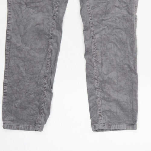 Marks and Spencer Women Grey UK 14 Short Corduroy Tapered Trousers