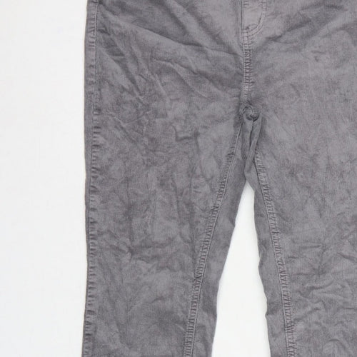 Marks and Spencer Women Grey UK 14 Short Corduroy Tapered Trousers
