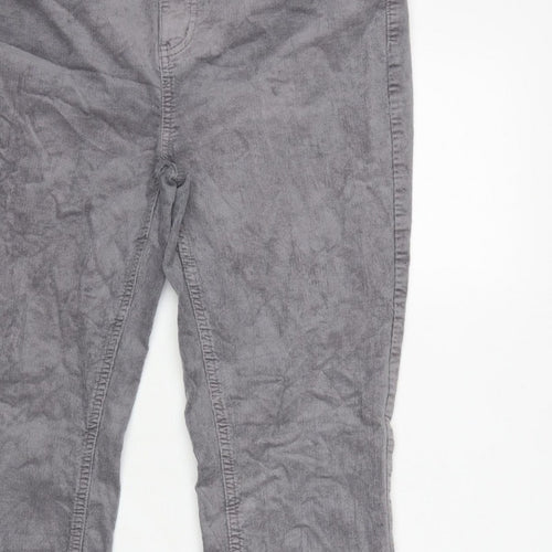 Marks and Spencer Women Grey UK 14 Short Corduroy Tapered Trousers