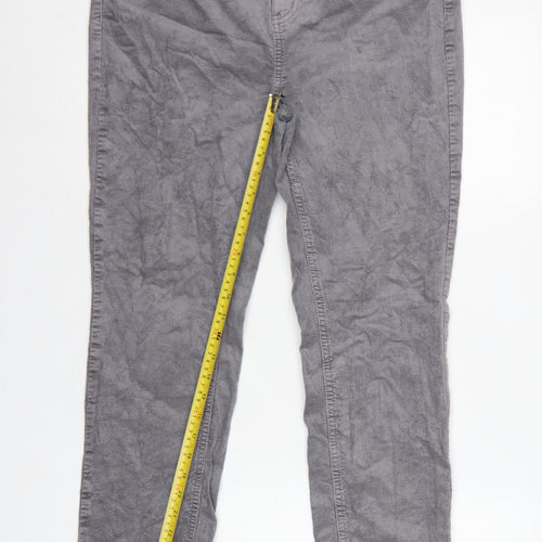 Marks and Spencer Women Grey UK 14 Short Corduroy Tapered Trousers