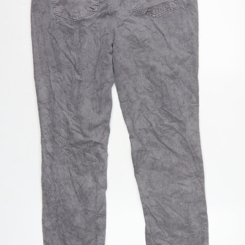 Marks and Spencer Women Grey UK 14 Short Corduroy Tapered Trousers