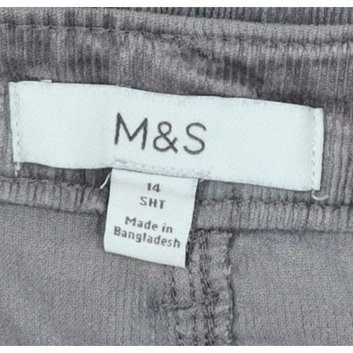 Marks and Spencer Women Grey UK 14 Short Corduroy Tapered Trousers