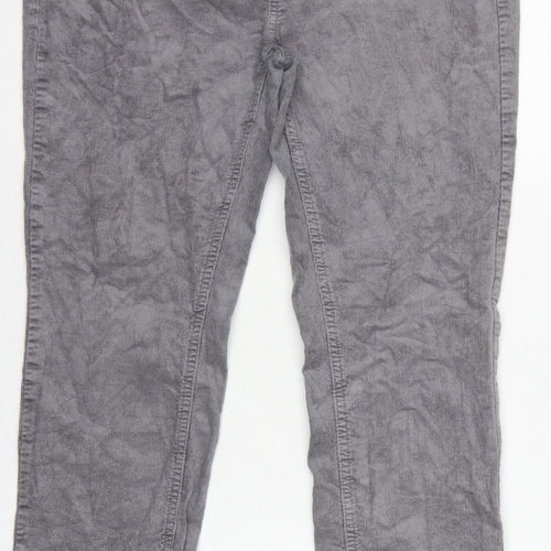 Marks and Spencer Women Grey UK 14 Short Corduroy Tapered Trousers
