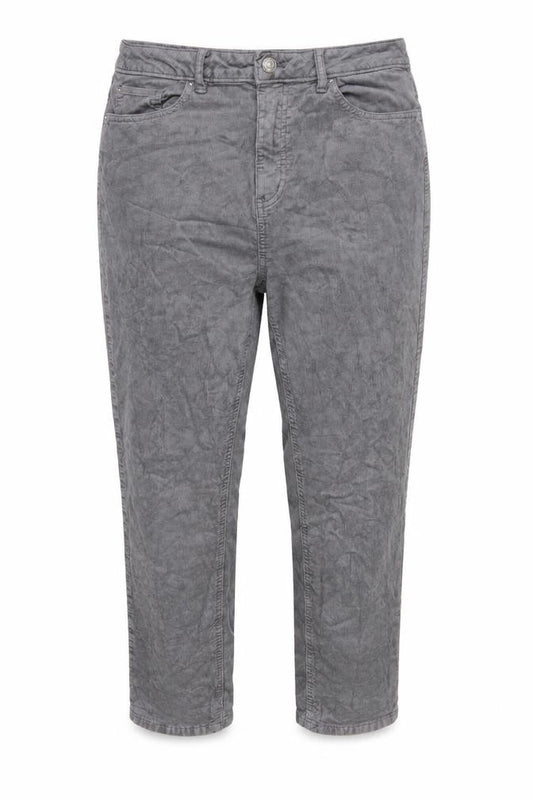 Marks and Spencer Women Grey UK 14 Short Corduroy Tapered Trousers