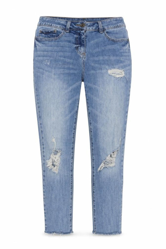 Next Women Blue UK 8 Skinny Mid Rise Distressed Stretch Jeans
