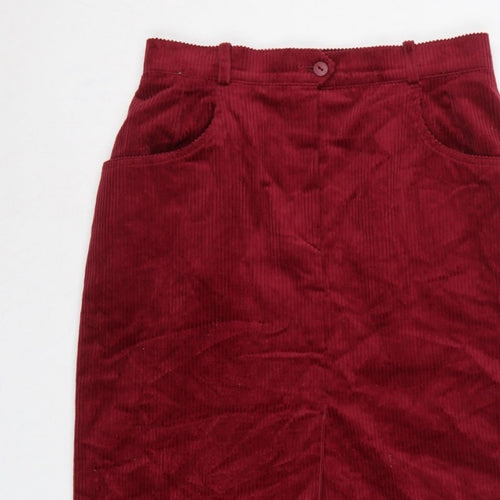 Lucia Women Red Corduroy Pencil Skirt UK 14 Knee Length