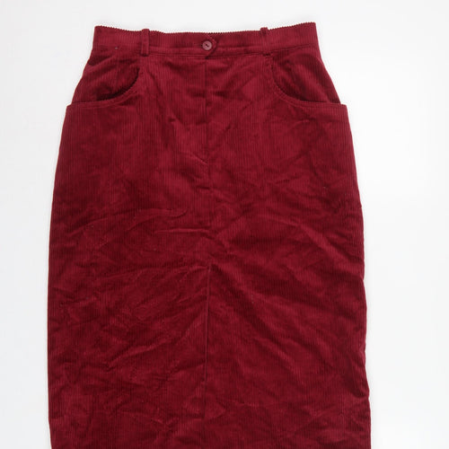 Lucia Women Red Corduroy Pencil Skirt UK 14 Knee Length