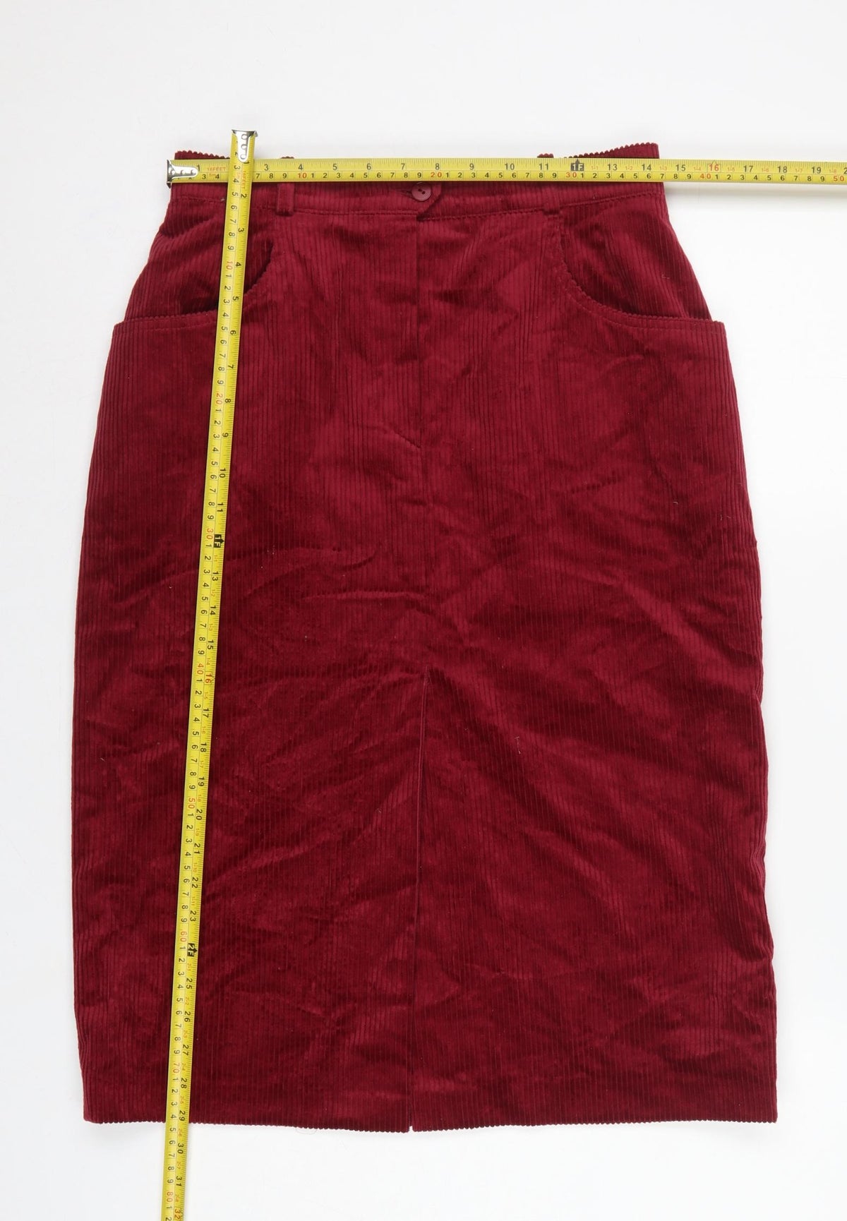 Lucia Women Red Corduroy Pencil Skirt UK 14 Knee Length