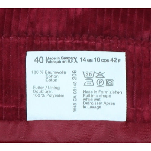 Lucia Women Red Corduroy Pencil Skirt UK 14 Knee Length
