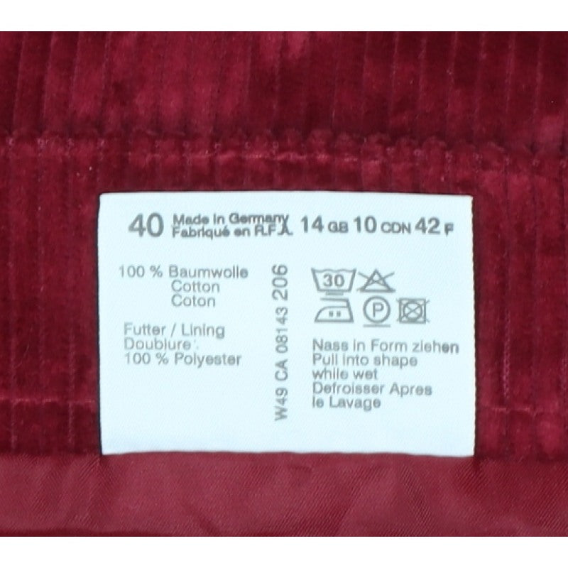 Lucia Women Red Corduroy Pencil Skirt UK 14 Knee Length