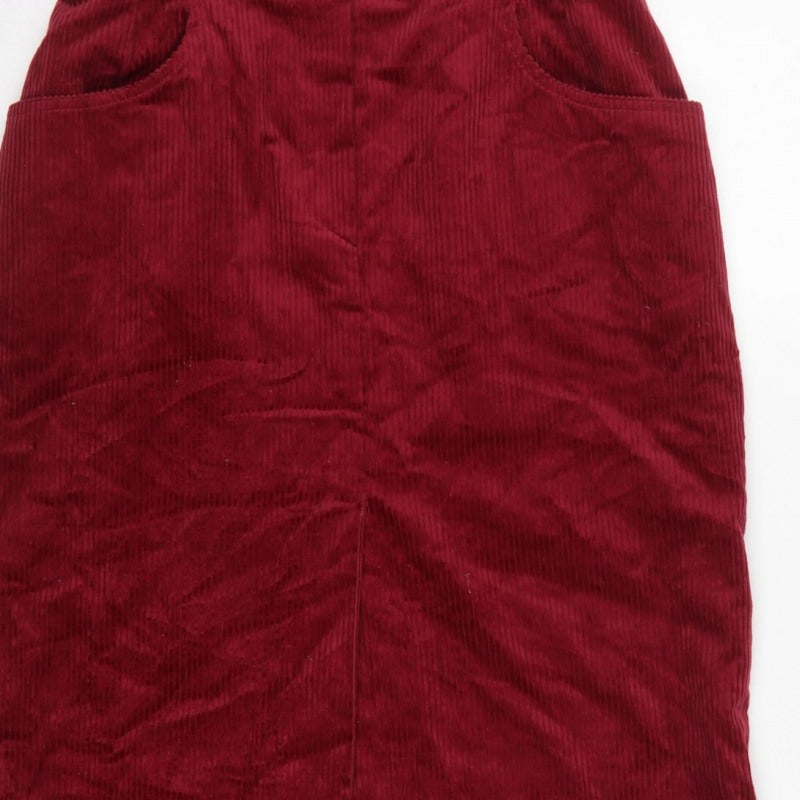 Lucia Women Red Corduroy Pencil Skirt UK 14 Knee Length