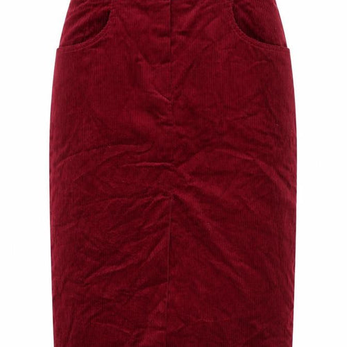 Lucia Women Red Corduroy Pencil Skirt UK 14 Knee Length