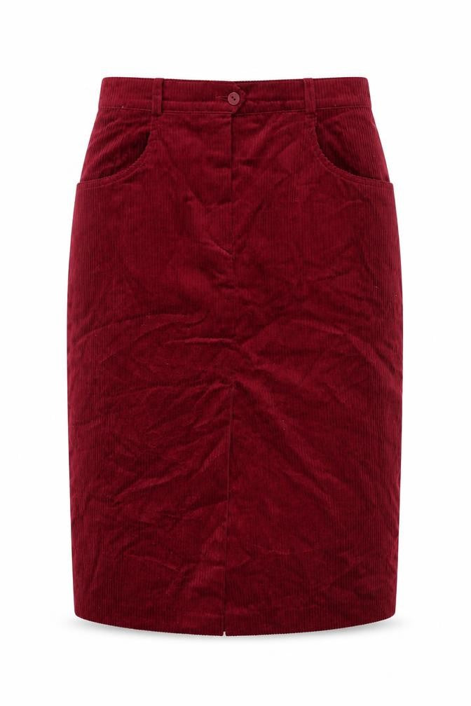 Lucia Women Red Corduroy Pencil Skirt UK 14 Knee Length