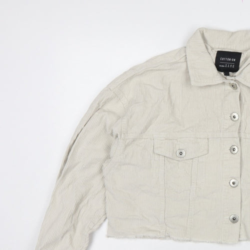 Cotton On Women’s Ivory UK 12 Cropped Corduroy Button Jacket
